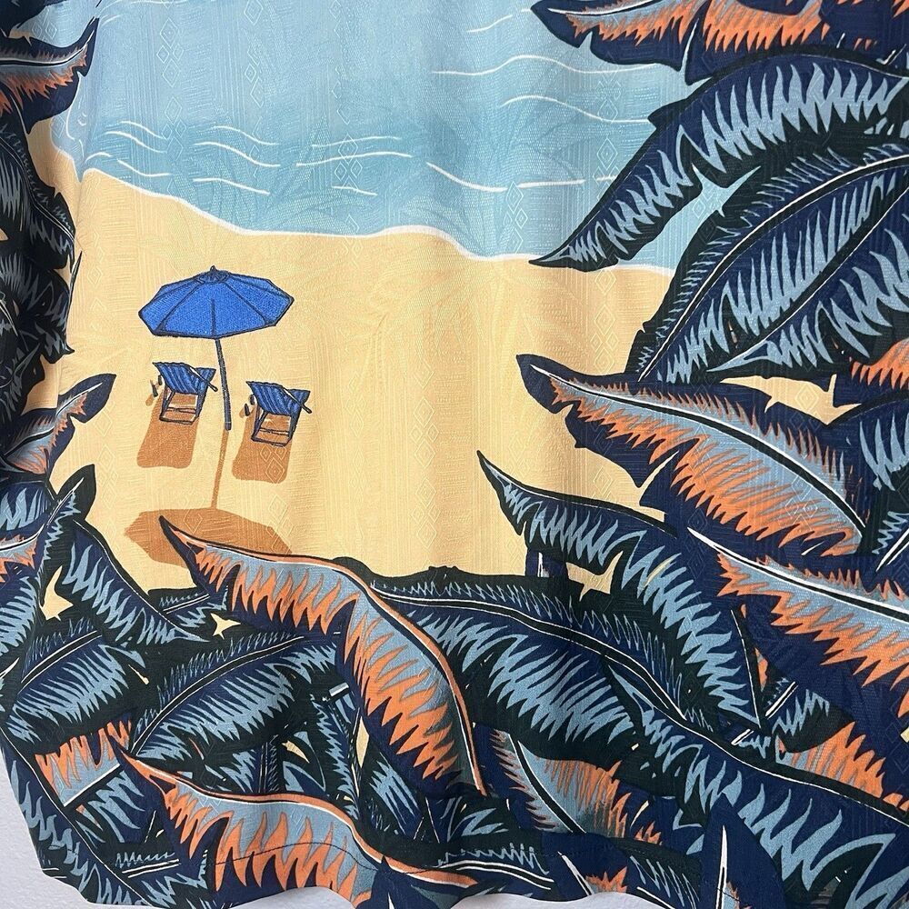 Tommy Bahama Silk Short Sleeve Button Up Shirt Mens XL Beach Scene Navy Tropical - Picture 11 of 11